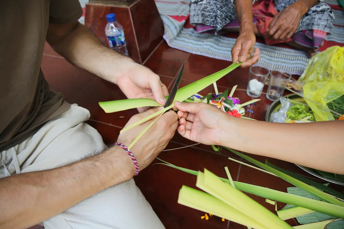 Selection of colourful petals and flowers used in the sacred offering