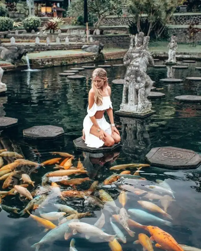 Estanque de peces koi en Tirta Gangga